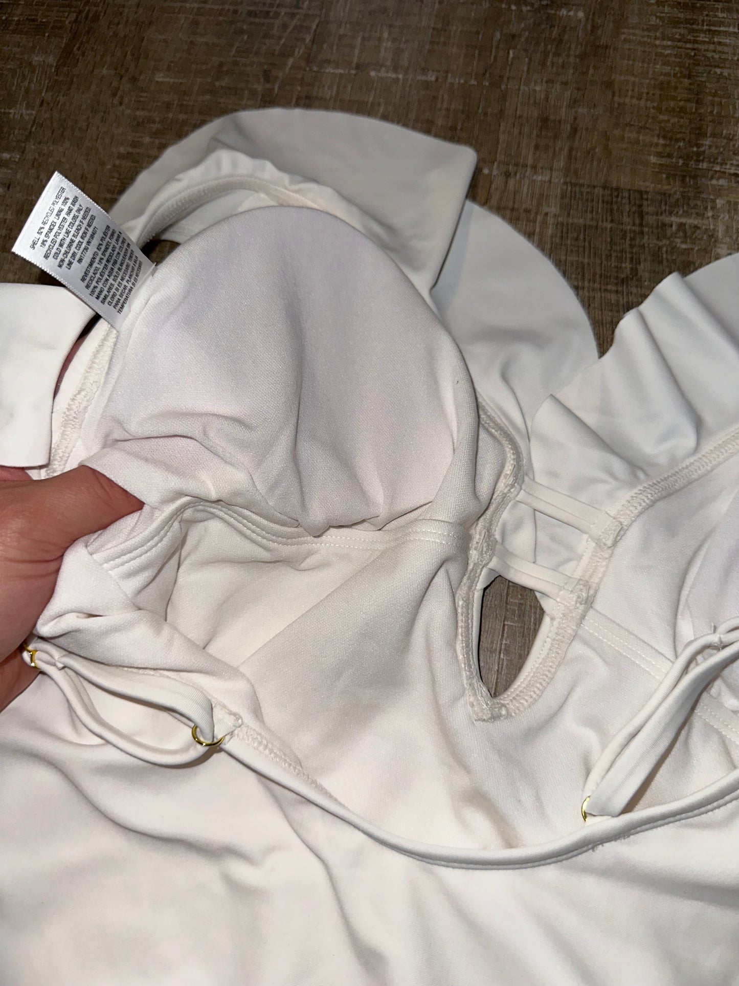 NWT Shade & Shore (Medium) Brand New White One Piece Swimsuit with Ruffle Straps