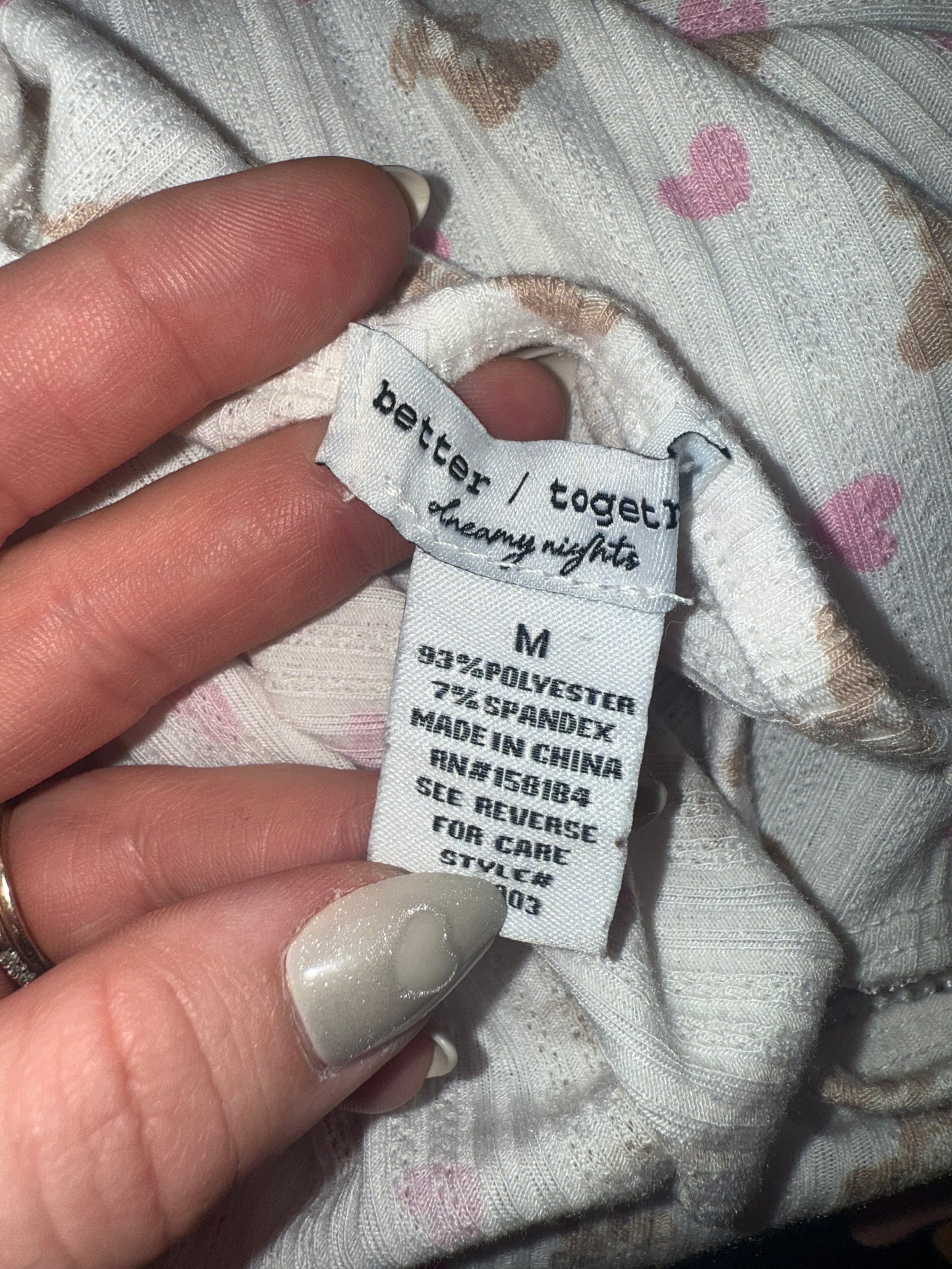 Better Together (Medium) White Tank with Teddy Bears and Heart Pattern PJ Top