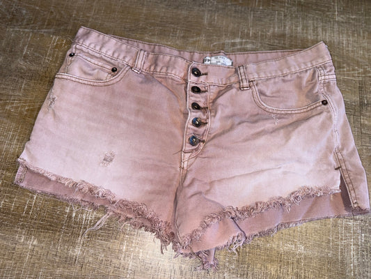 Free People (31) Distressed Tan Denim Jean Shorts