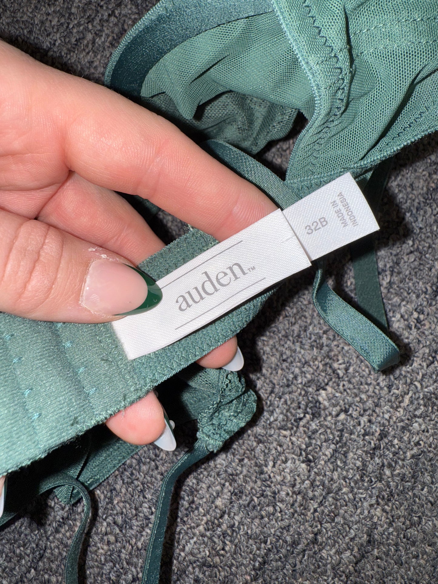 NWT Auden (32B) Brand New Green Lace//Sheer Balconette Bra