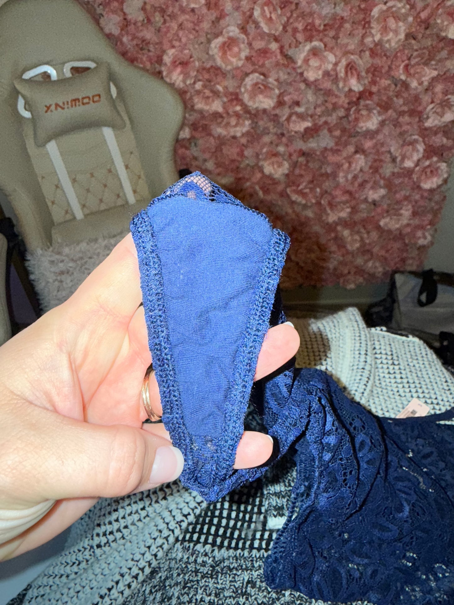 NWT Victoria's Secret (Small) Brand New Blue Floral Lace Thong Bodysuit Lingerie