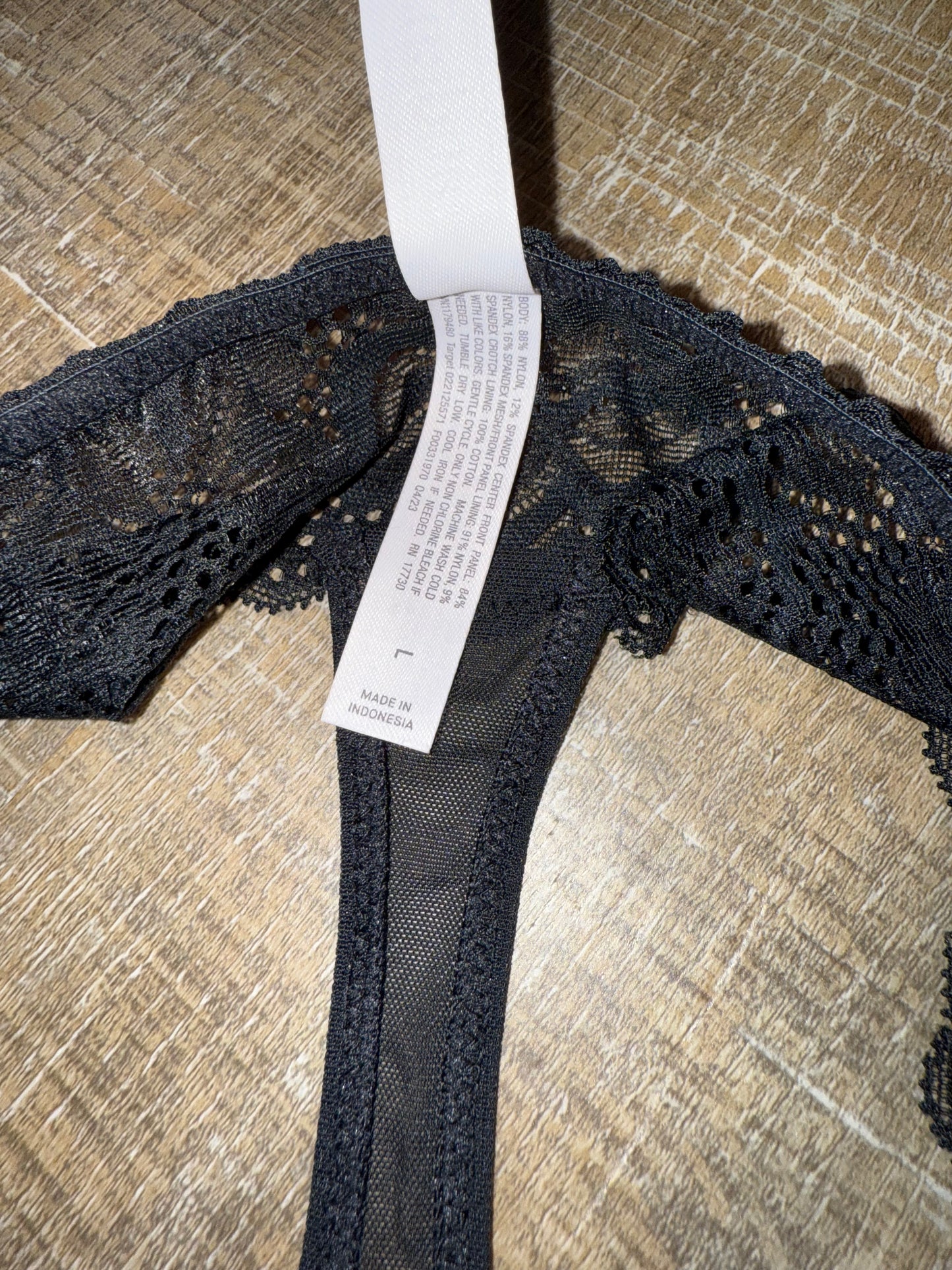 NWT Auden (Large) Brand New Black Lace Thong Style Undies