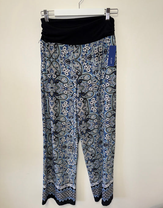 NWT Apt. 9 (Large) Brand New Black/Blue Floral Pattern Wide Leg Dress Pants
