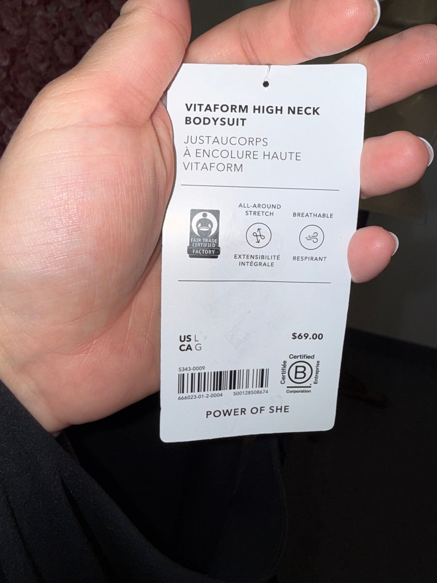 NWT Athleta (Large) Brand New Black Vitaform High Neck Bodysuit Smooth Soft