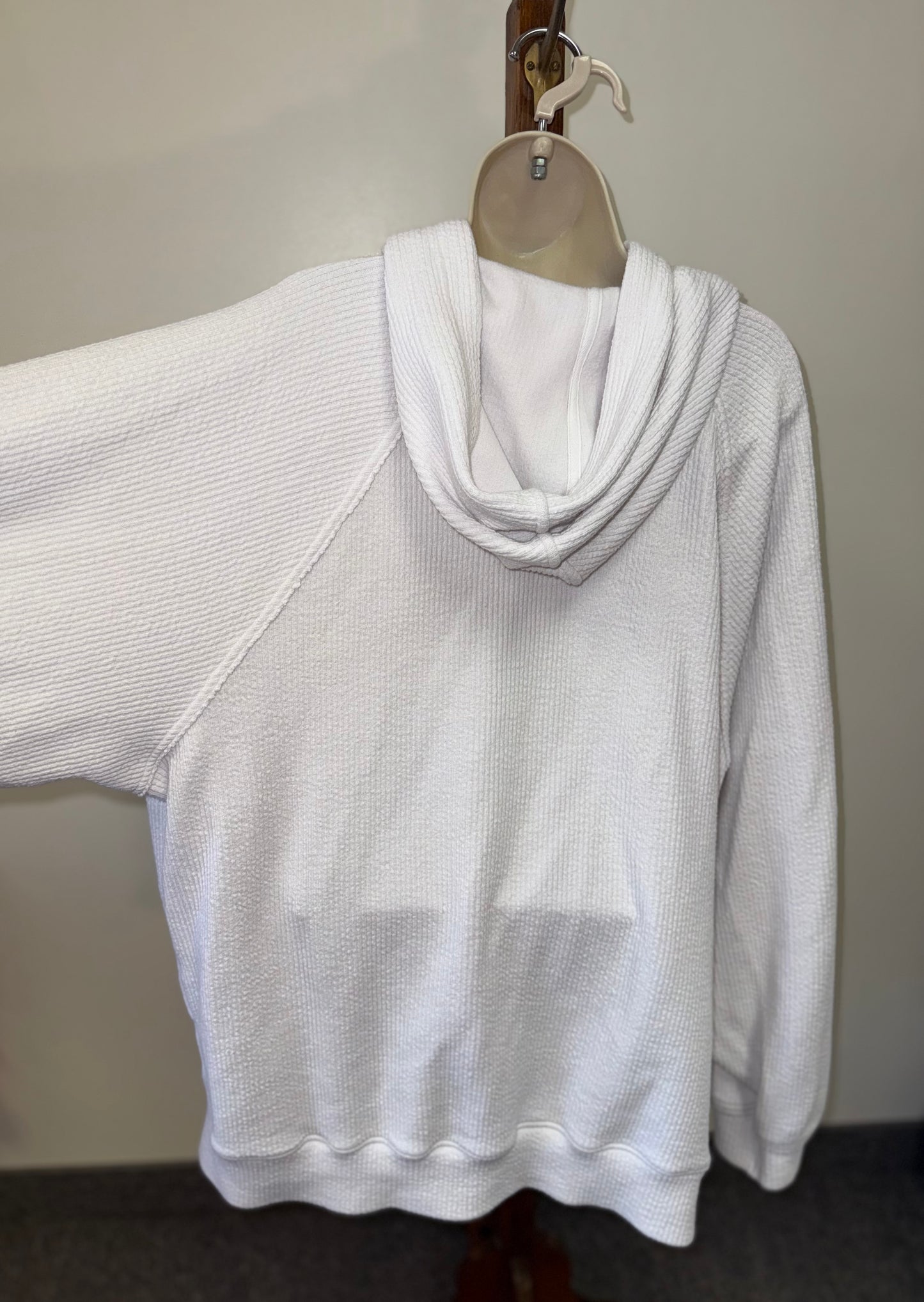 Aerie (XL) White Waffle Knit Full Zip Up Jacket