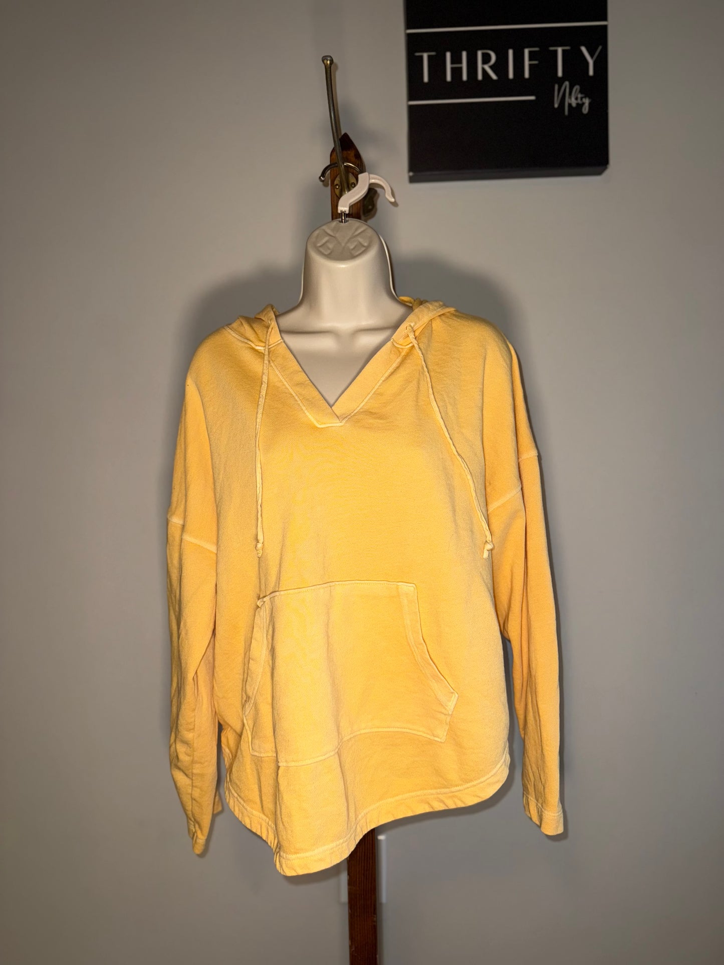 Old Navy (Medium) Yellow V-Neck Hoodie