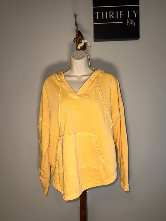 Old Navy (Medium) Yellow V-Neck Hoodie