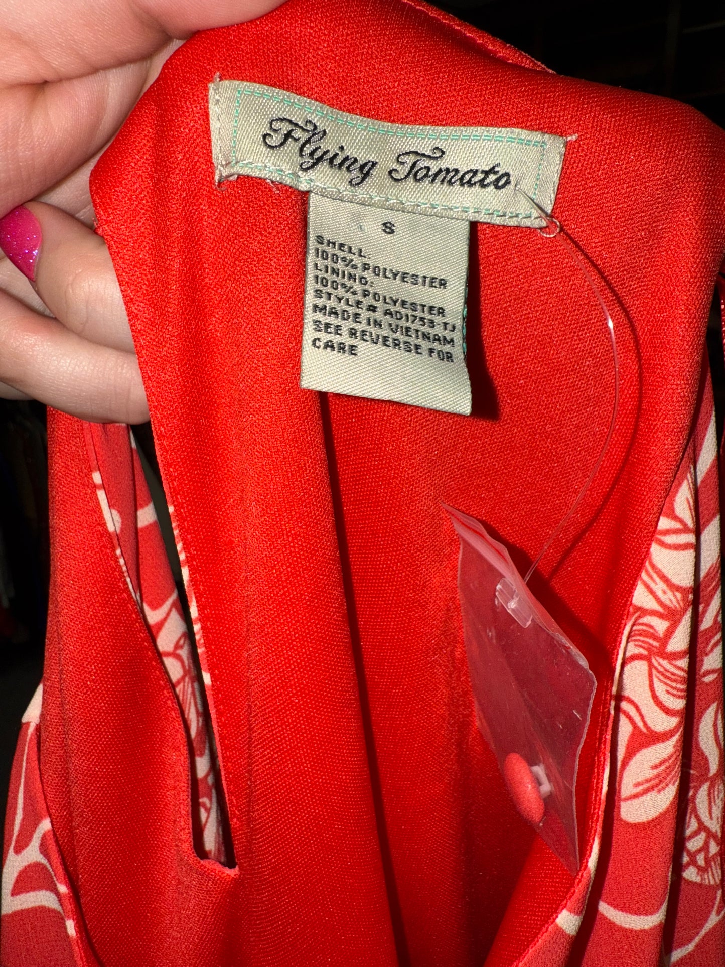 Flying Tomato (Small) Brand New Red//Cream Floral Long Sleeve Ruffle Dress