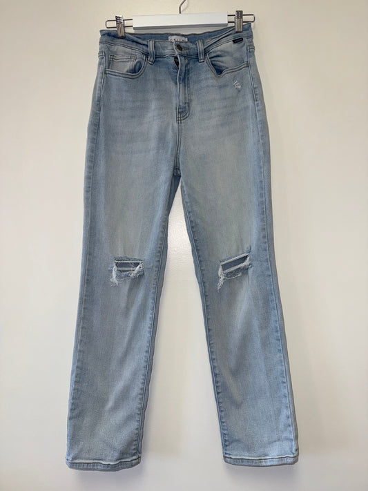 Cello (9) Light Blue Straight-Leg Distressed Jeans