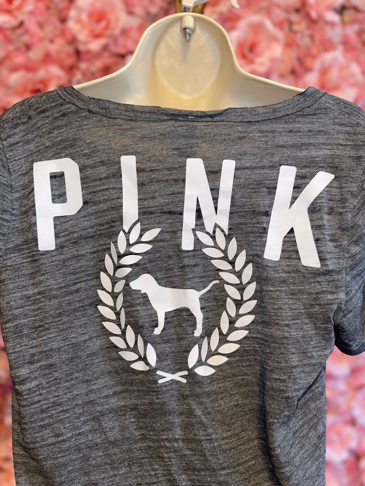 PINK Victoria's Secret (Medium) Grey Lightweight V-Neck Dog Tee