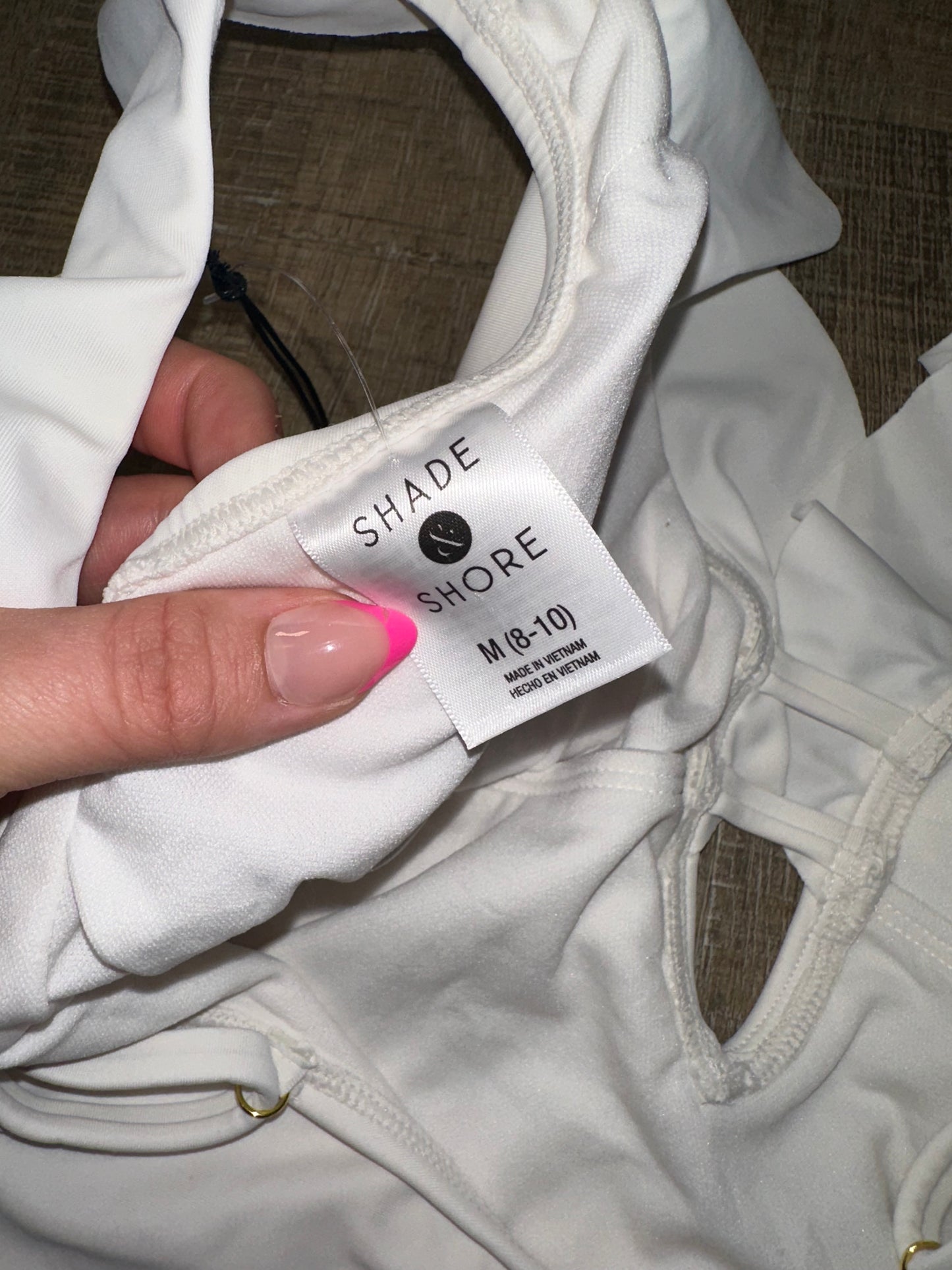 NWT Shade & Shore (Medium) Brand New White One Piece Swimsuit with Ruffle Straps