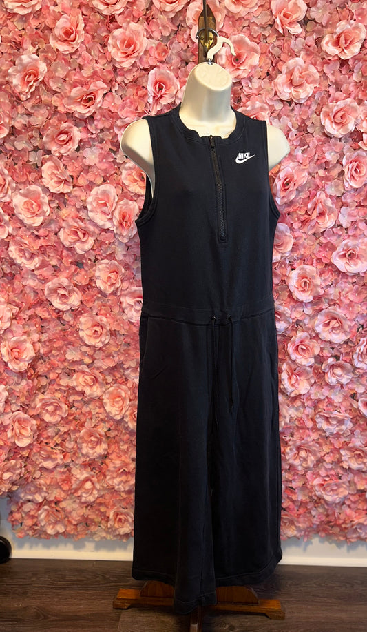 Nike (Small) Black One Piece Sleeveless Quarter Zip Up Cropped Jumpsuit