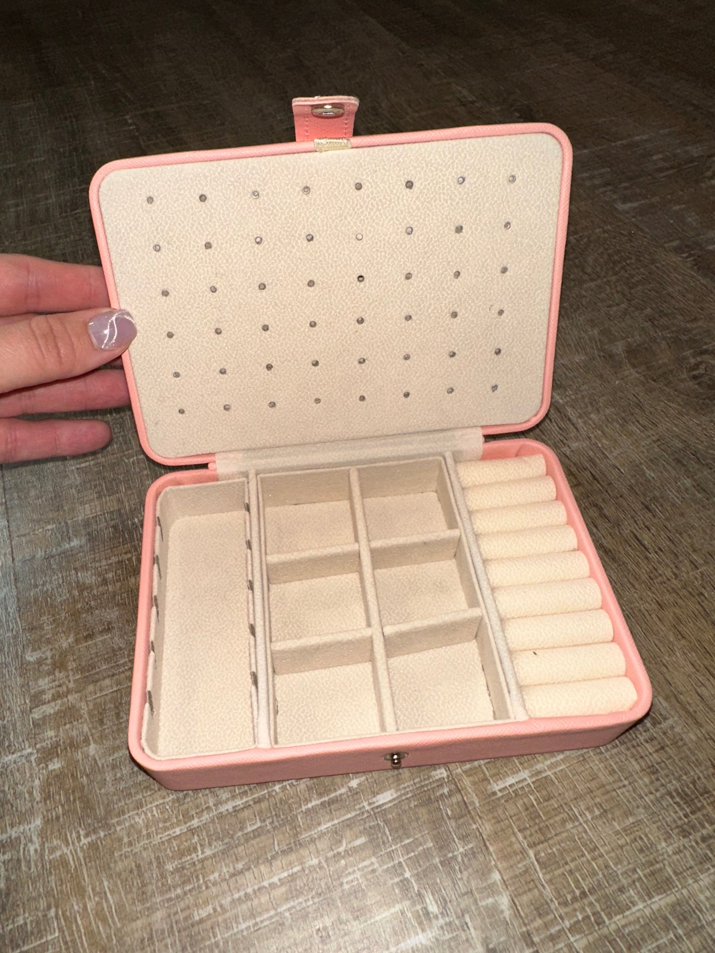 Small Travel Sized Pink Rectangular Jewelry Box