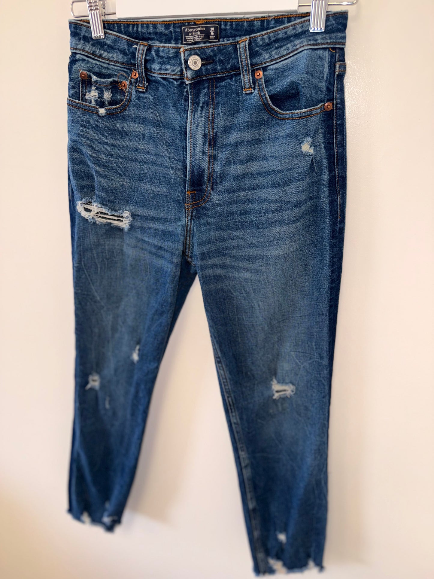 Abercrombie & Fitch (6) Distressed Simone High Rise Ankle Straight Jeans