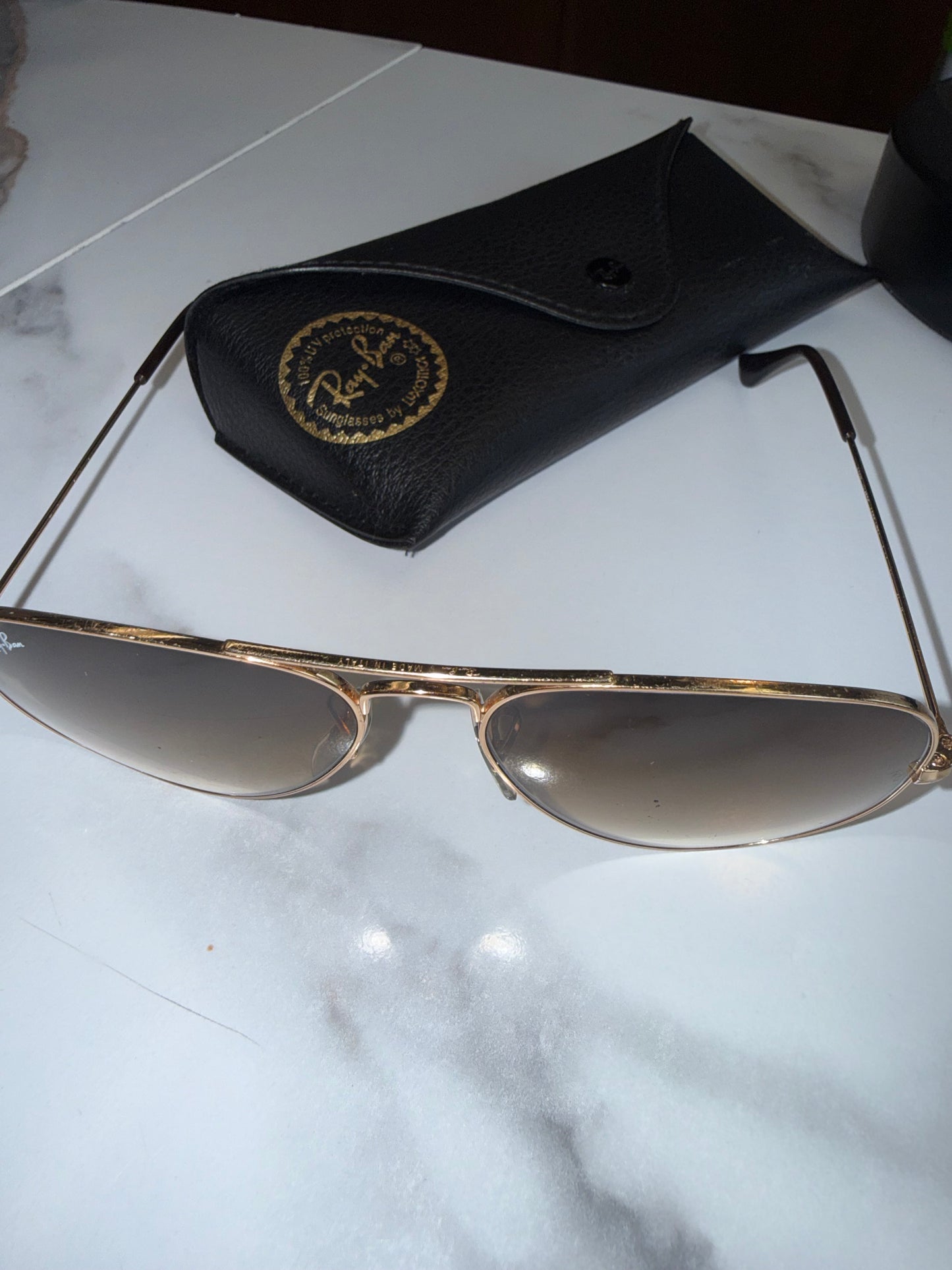 Ray-Ban Gold/Brown Aviator Gradient Sunglasses