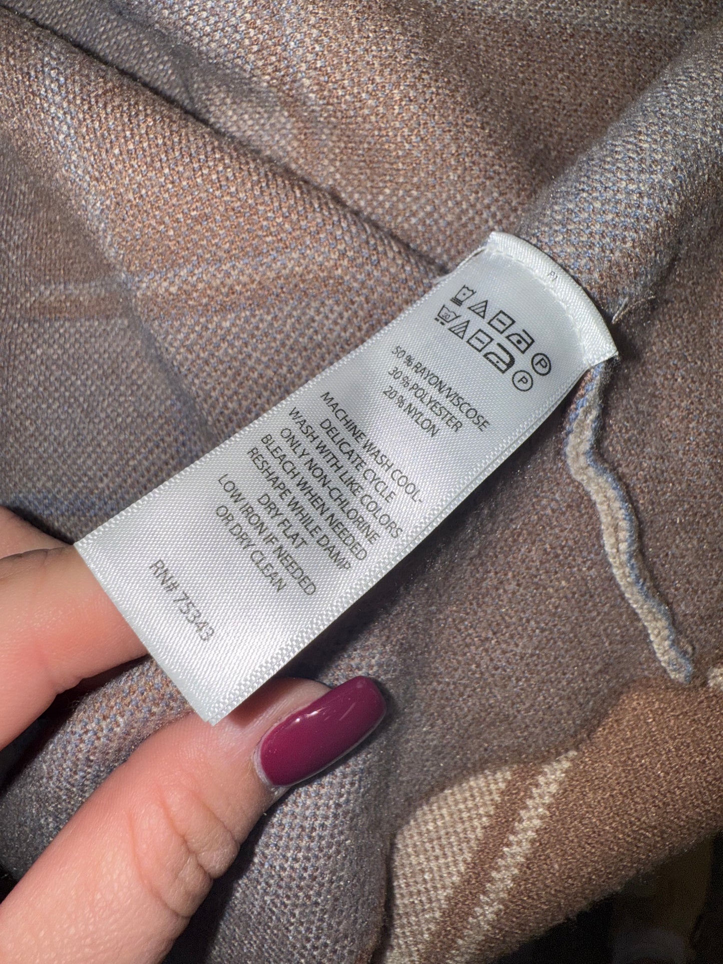 Max Studio (Large) Brown//Blue Plaid Zip Up Trench Coat