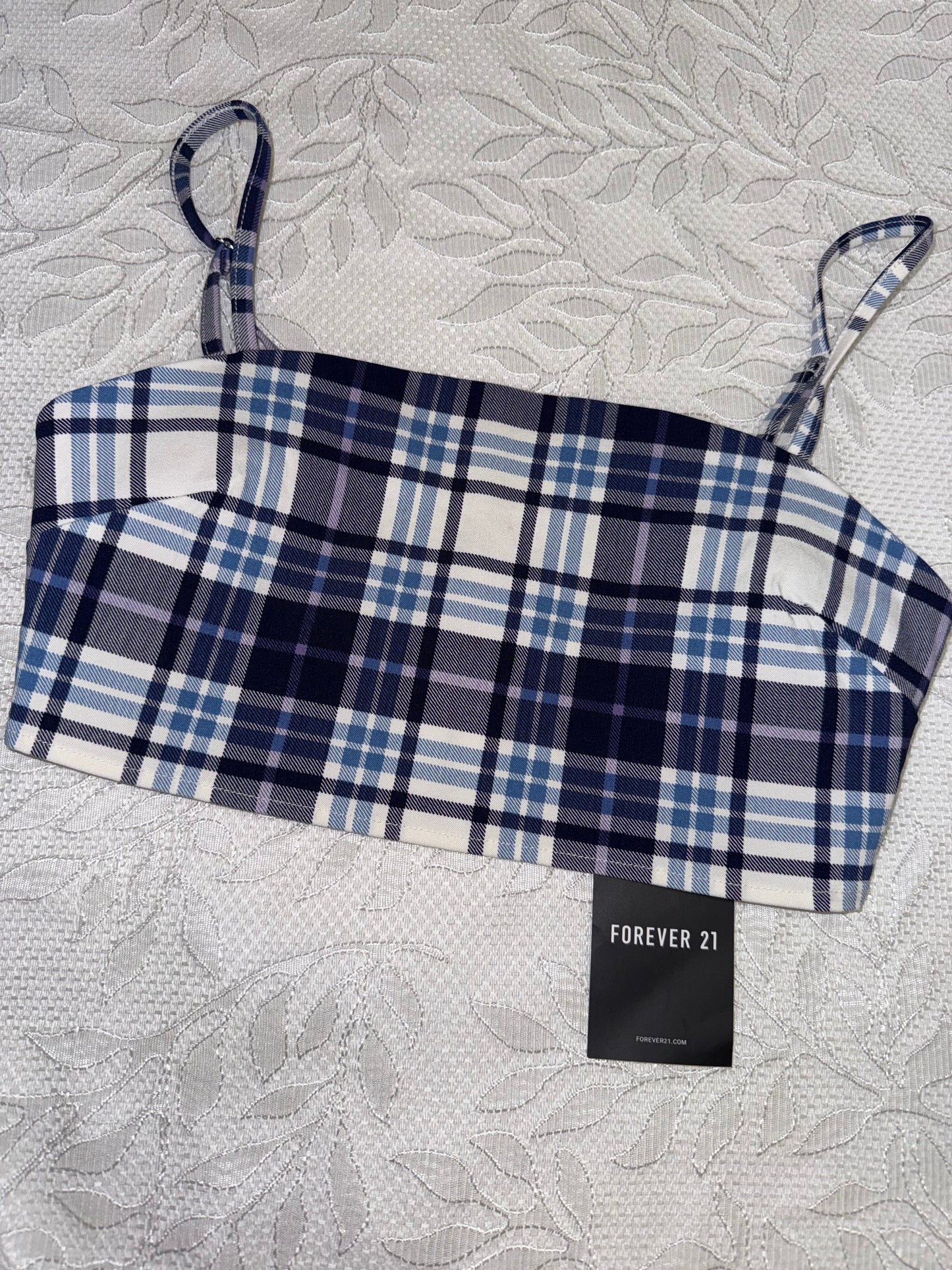 NWT Forever 21 (Small) Brand New Blue Plaid Pattern Cropped Tank
