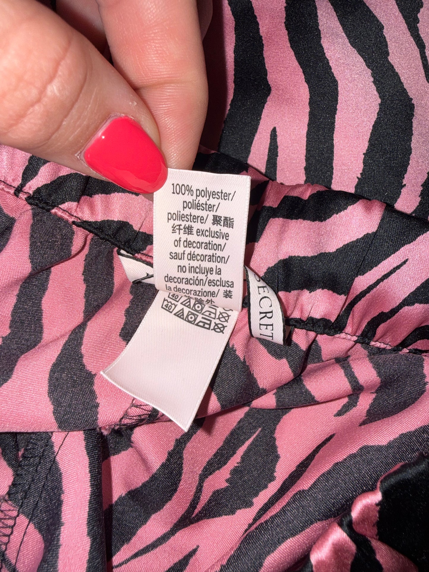 Victoria's Secret (Small) Pink and Black Zebra Print Polyester PJ Pants