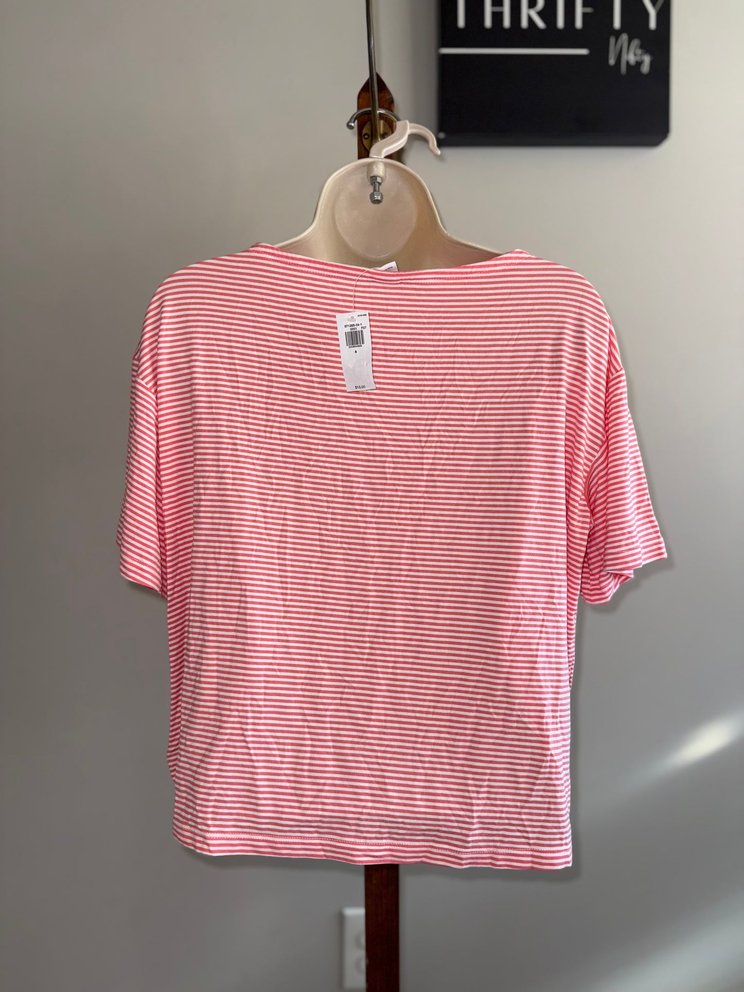 NWT Old Navy (Small) Brand New Orange//White Striped Short Sleeve Crop Top