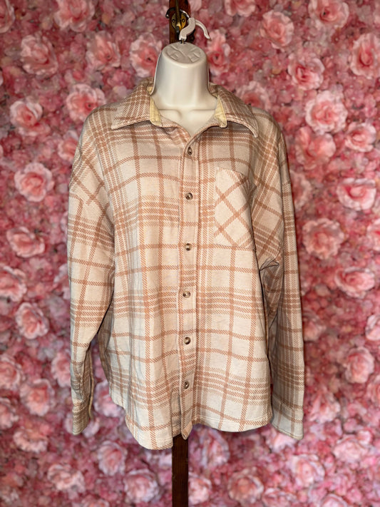 PINK Victoria's Secret (XS) Neutral Flannel Shacket