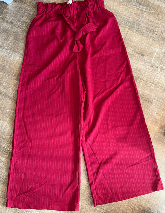 SHEIN (Large) Burgundy Wide Leg Lightweight Tied Pants