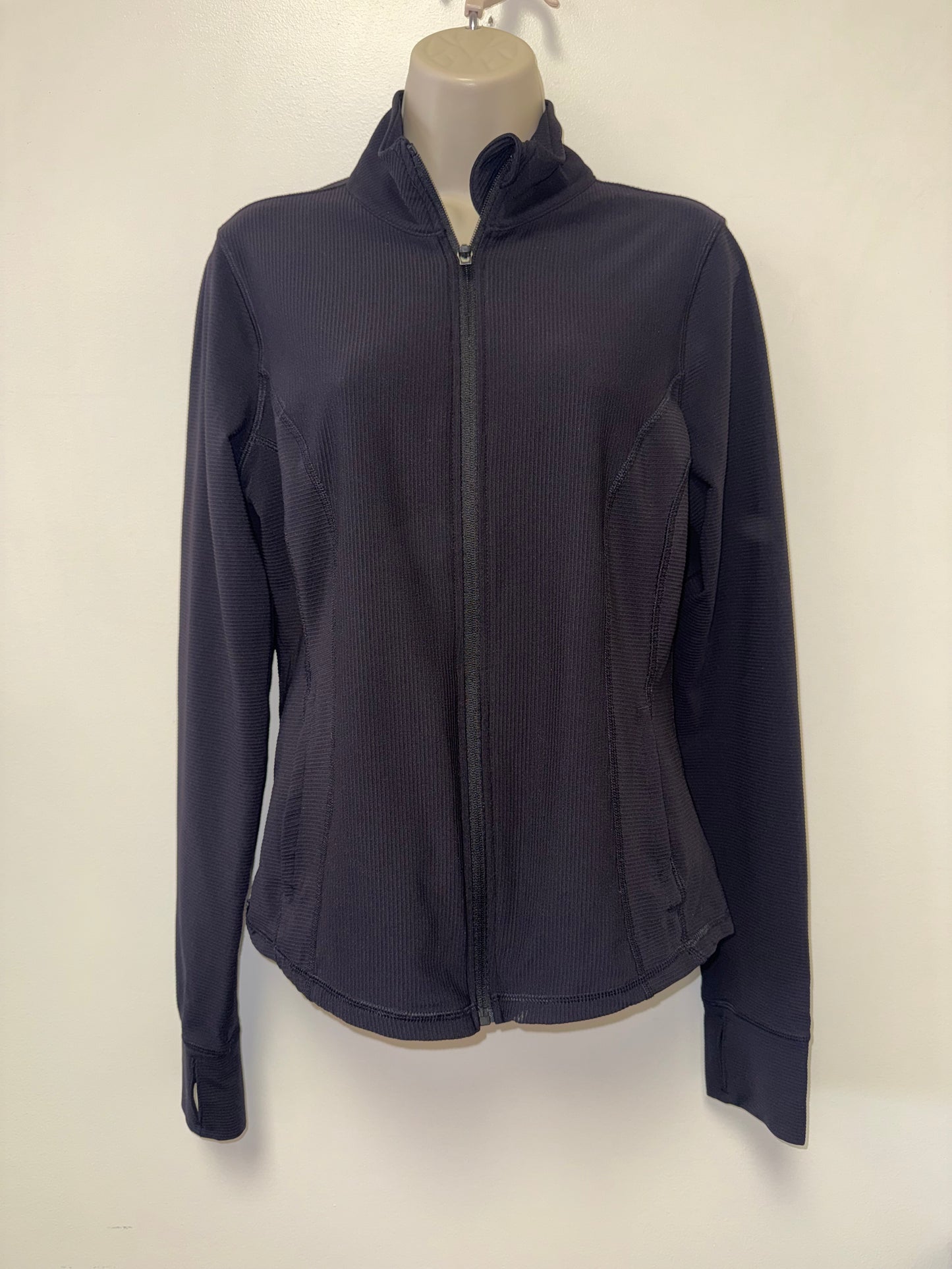 90 Degree (Large) Black Ribbed Sporty Zip Up Jacket