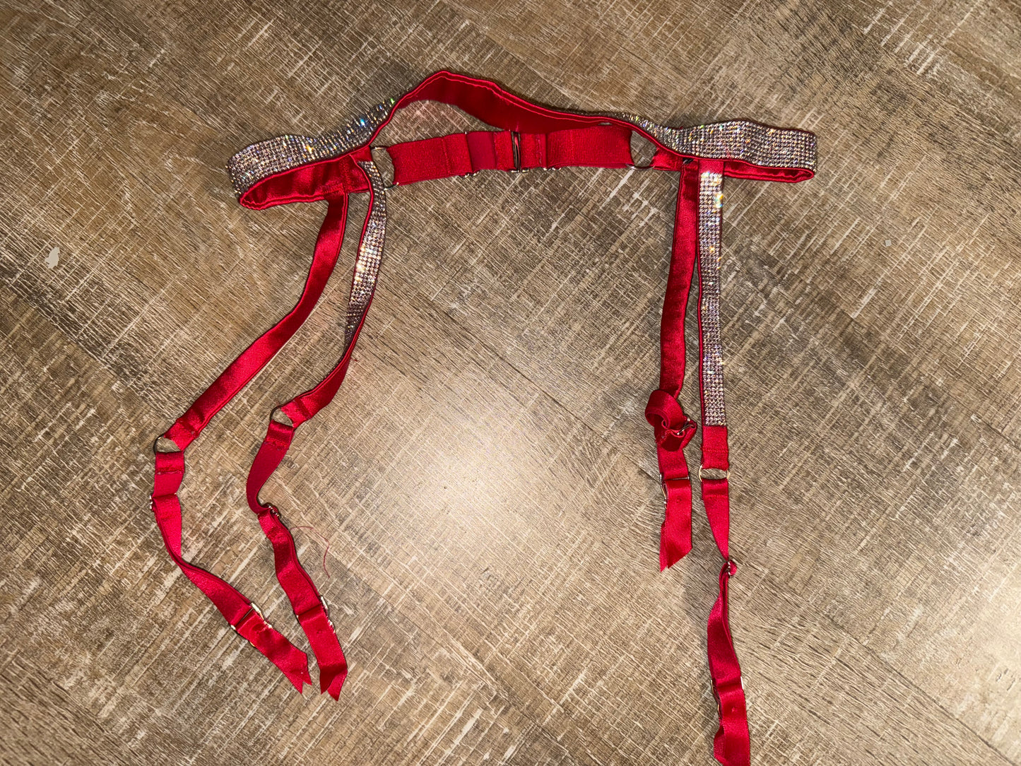 Victoria's Secret Red/Silver Bling Garter Belt