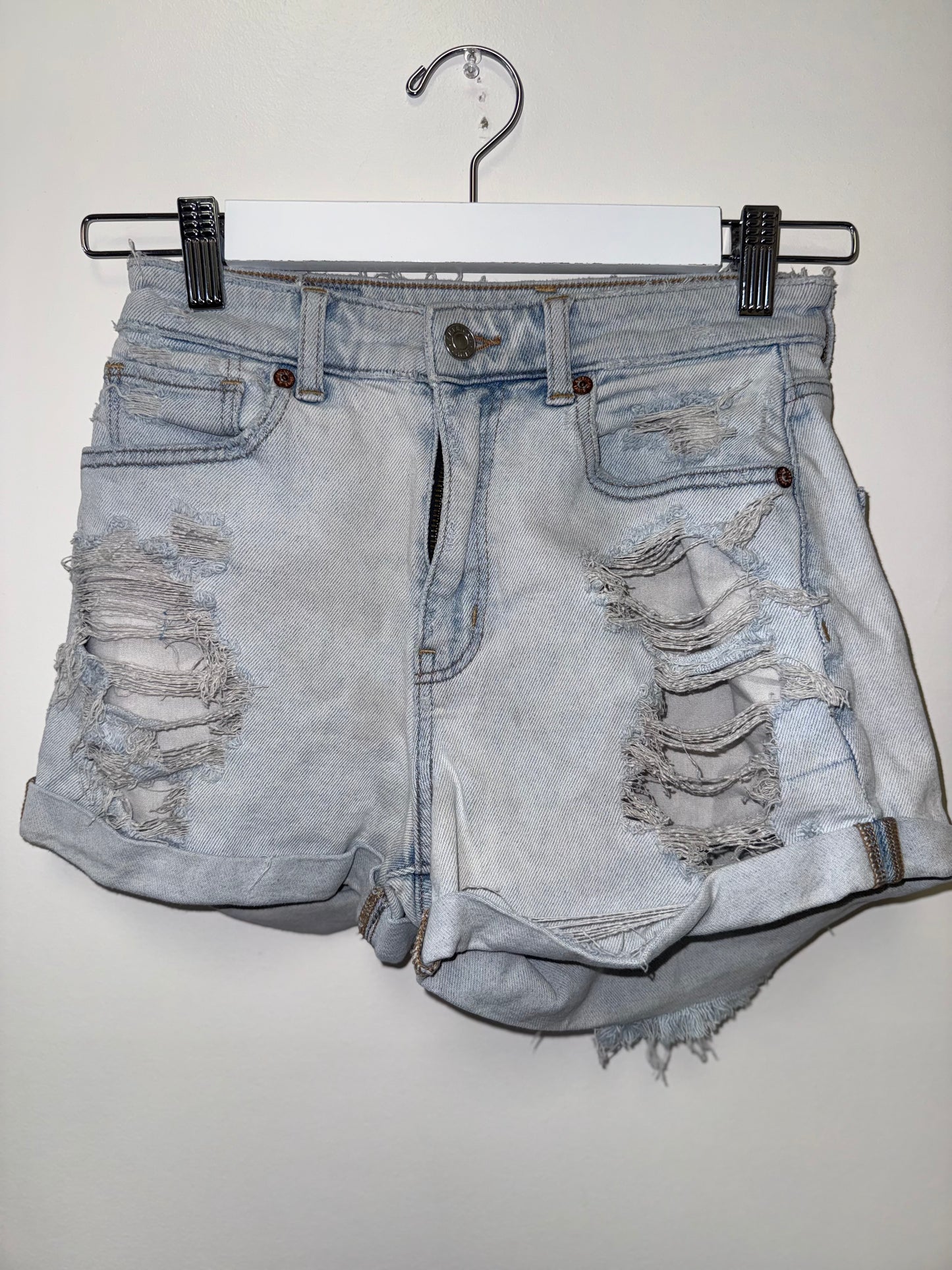 American Eagle (2) Distressed Denim Mom Jean Shorts