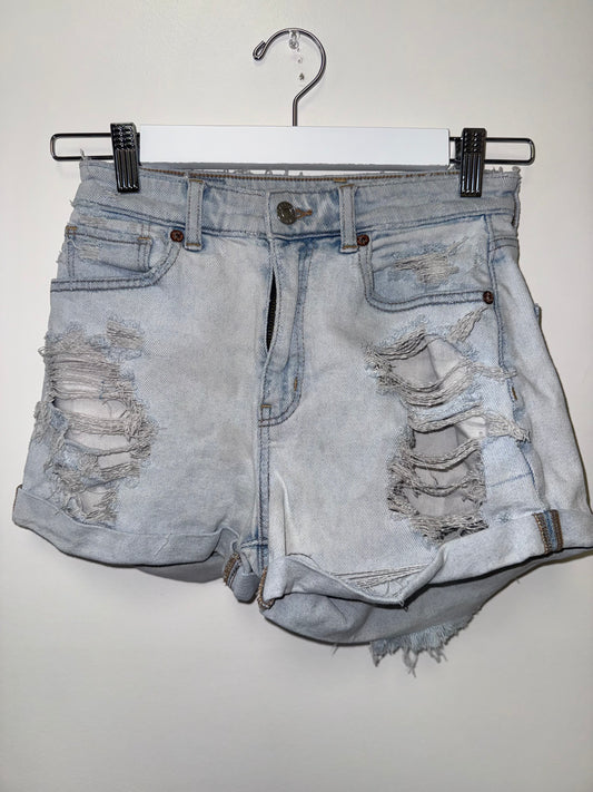 American Eagle (2) Distressed Denim Mom Jean Shorts