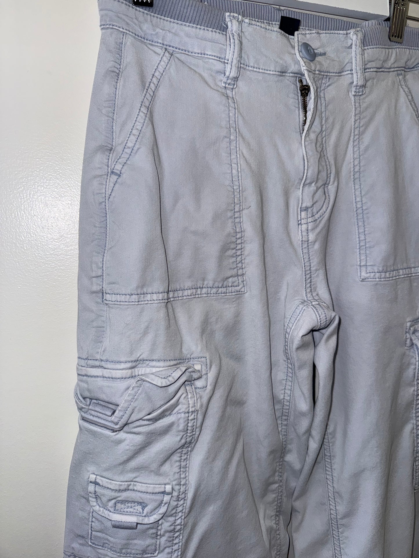 American Eagle (00) Light Blue Wide-Leg Cargo Pants with Stretch
