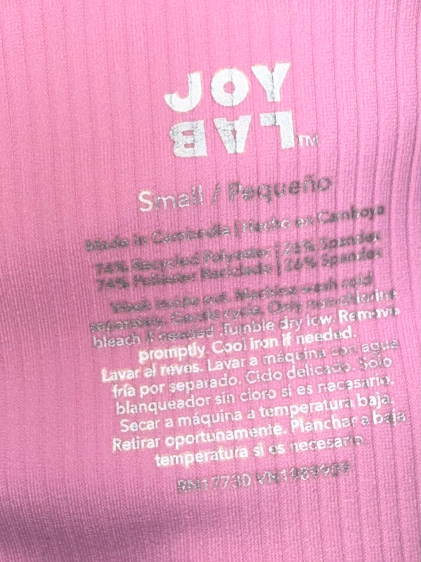 Joy Lab (Small) Pink Ribbed Leggings with Tied Up Waist