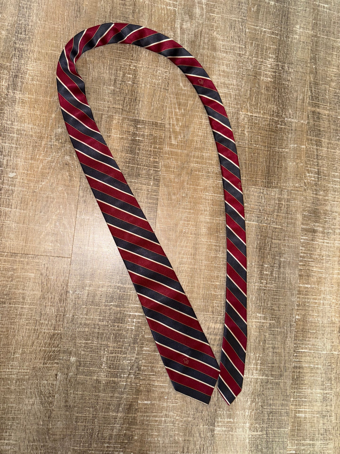 Christian Dior Red and Blue Striped Tie