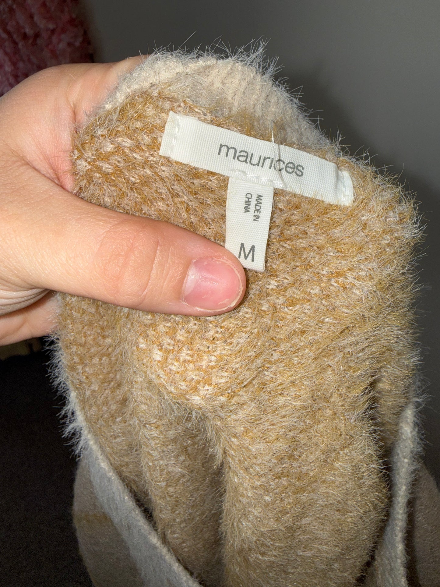 Maurices (Medium) Neutral Pattern Fuzzy Soft Knit Sweater