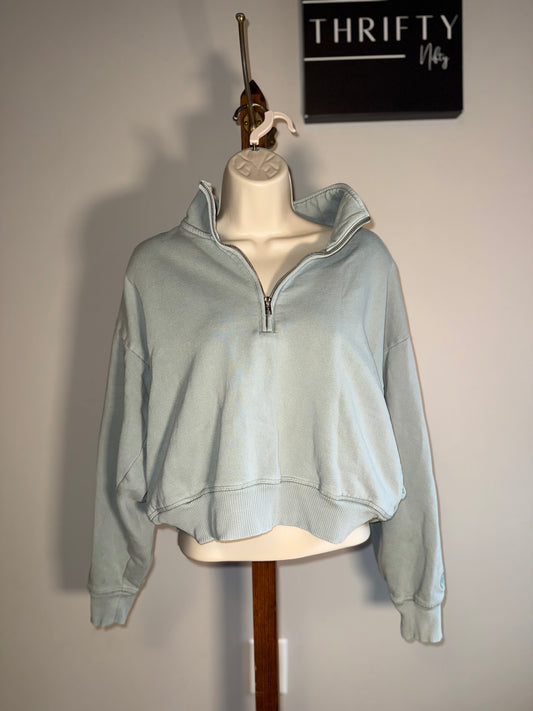 PINK Victoria's Secret (Small) Light Blue 3/4 Zip Up Cropped Sweatshirt