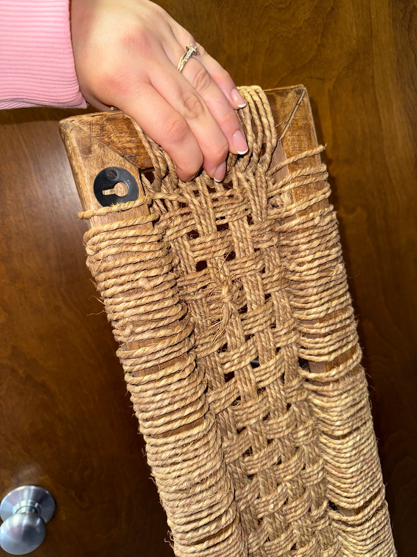 Hanging Wooden//Woven Coat Rack Holder