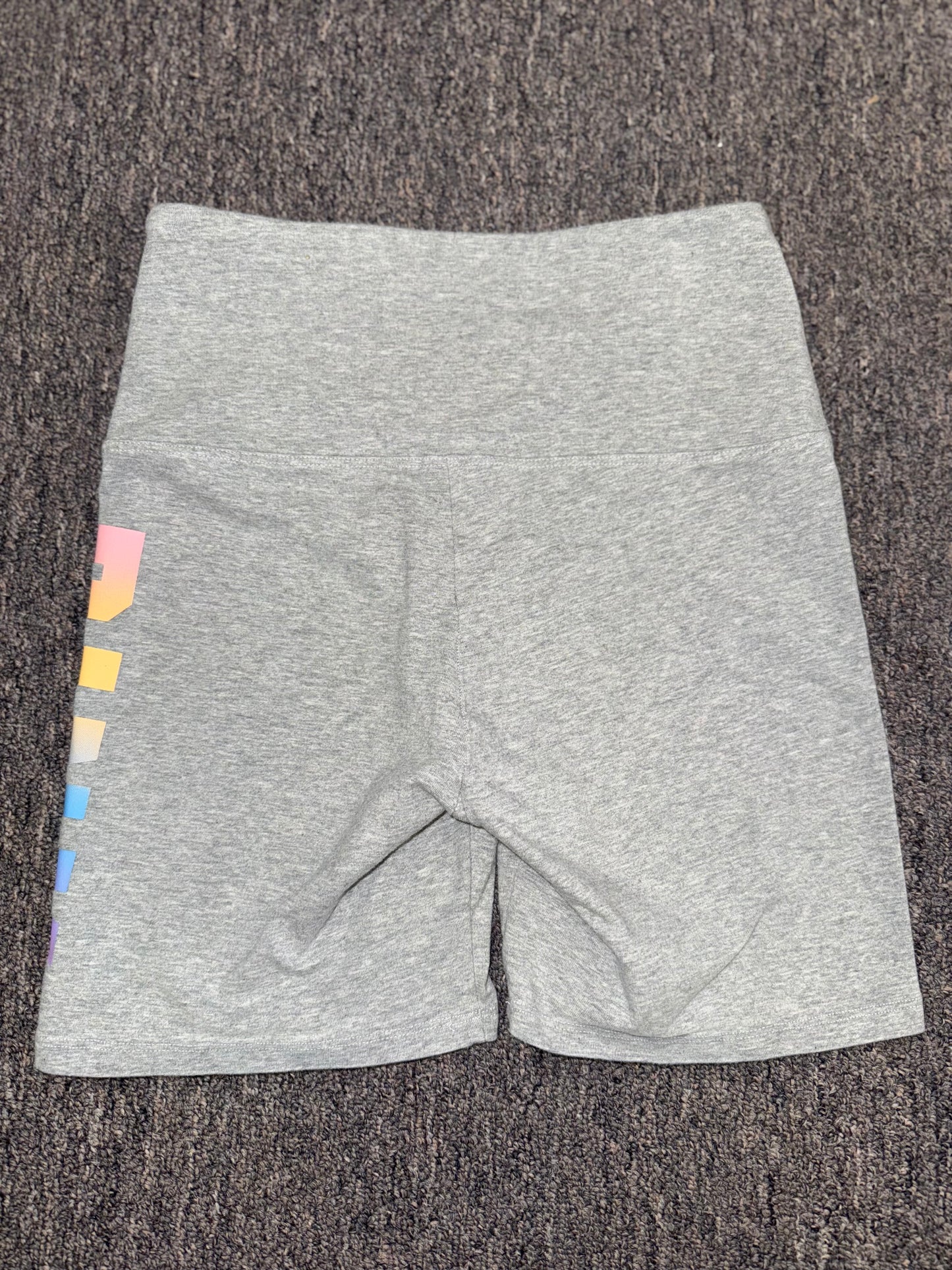 PINK Victoria's Secret (Small) Grey Biker Shorts with Colorful Font Logo Leg
