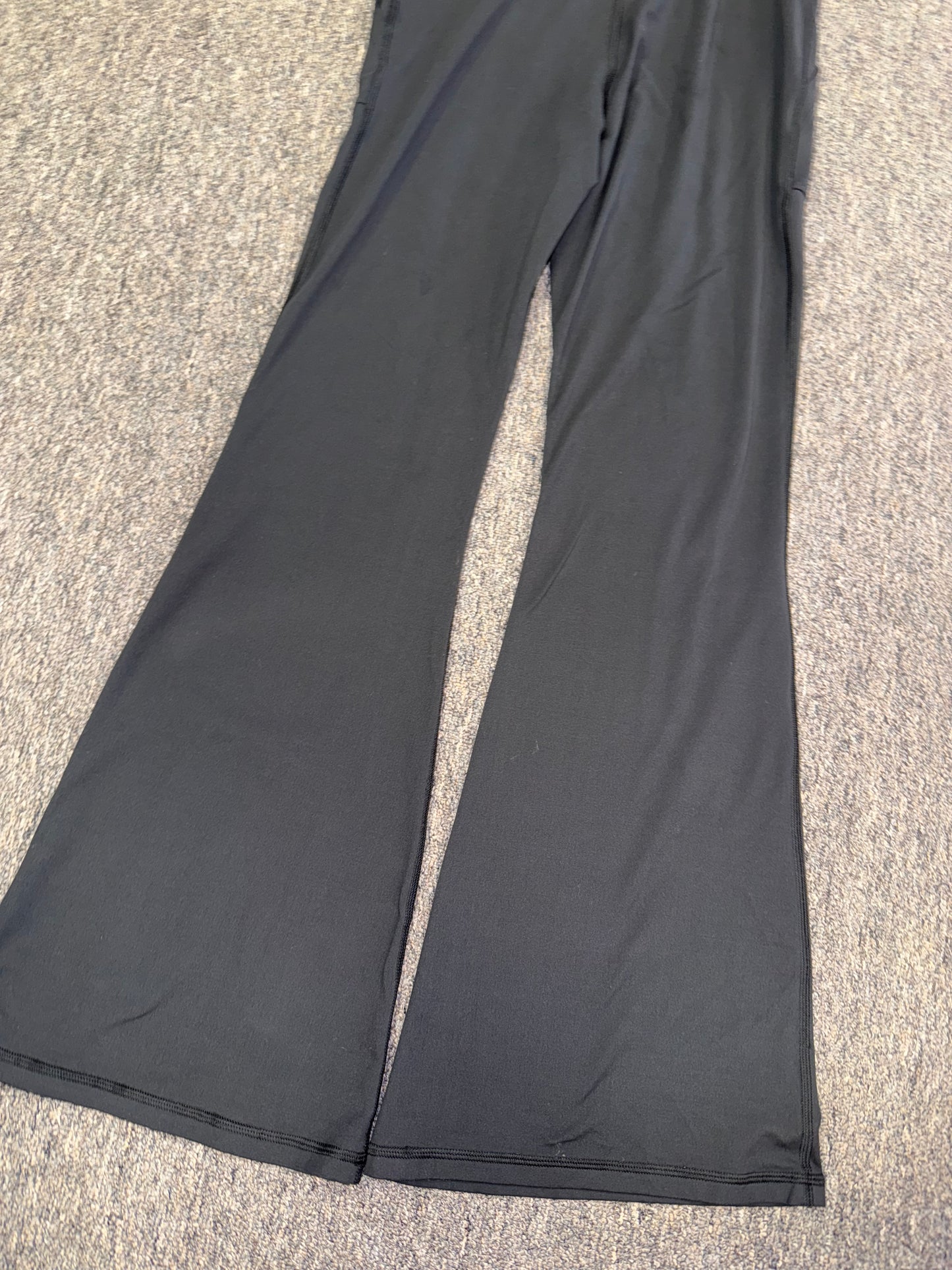 aerie (Medium) Black Foldover Hugger High Rise Flare Leggings with Pockets