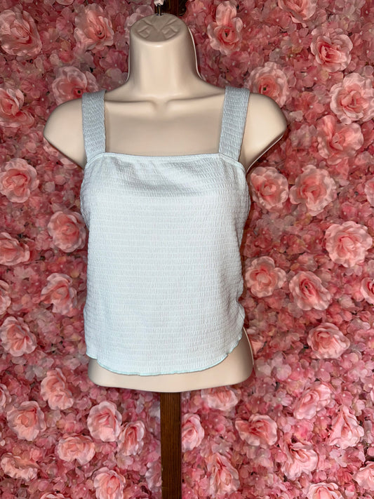 Paper Crane (Small) Blue Textured Cropped Tank Top