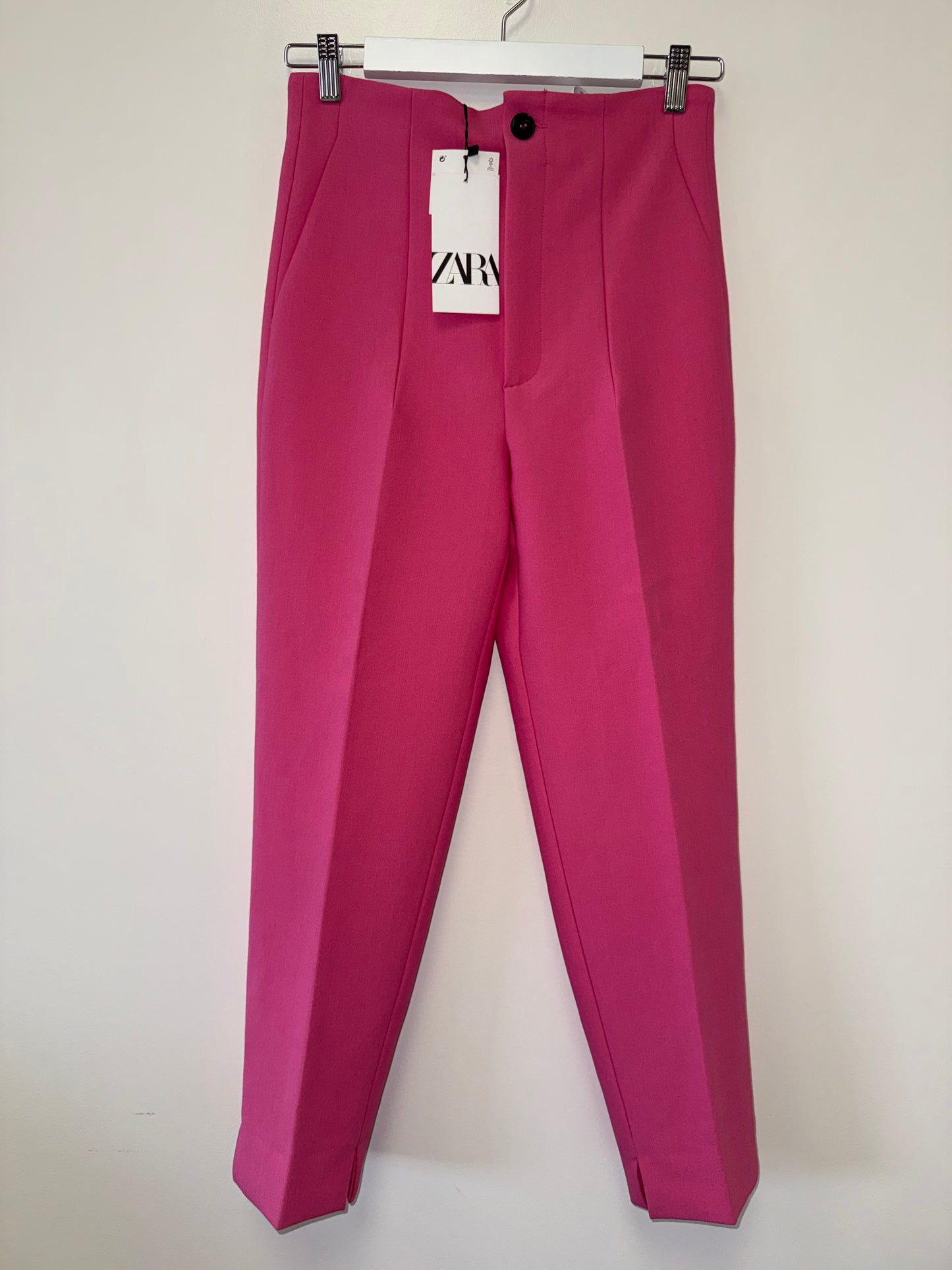 NWT Zara (6) Brand New Hot Pink High Rise Slim Fit Business Casual Pants