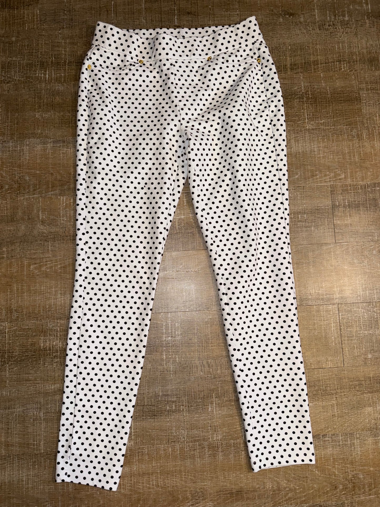Michael Kors (Medium) Black & White Polka Dotted Skinny Dress Pants w Stretch