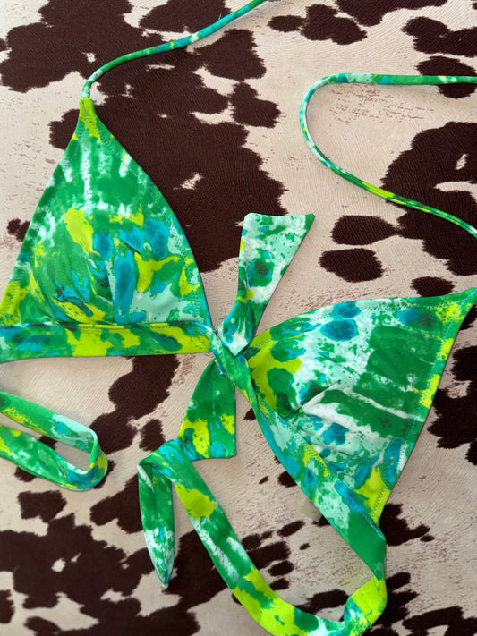 Victoria's Secret (Small) Green and Blue Tie-Dye Bikini Top