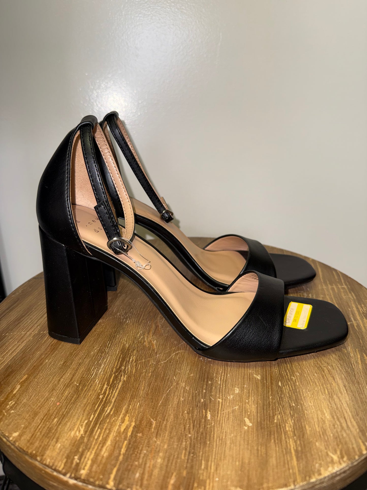NWT A New Day (10) Brand New Black Open Toe Ankle Strap Heels