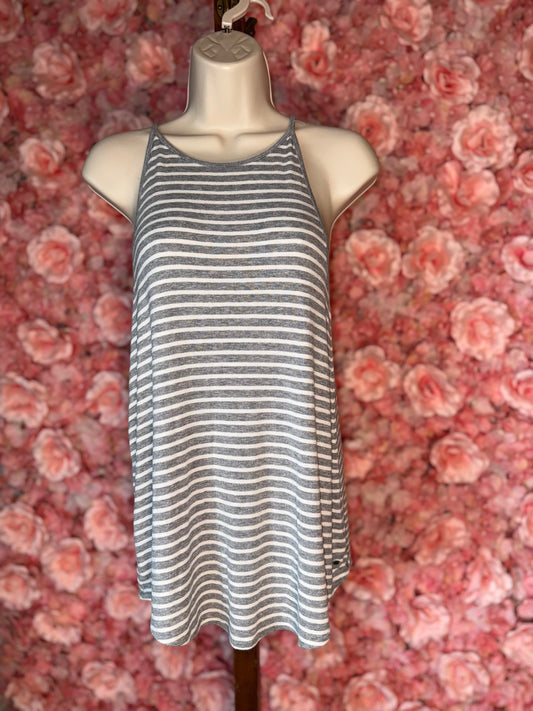 American Eagle (Medium) Grey/White Striped Soft & Sexy Tank Top