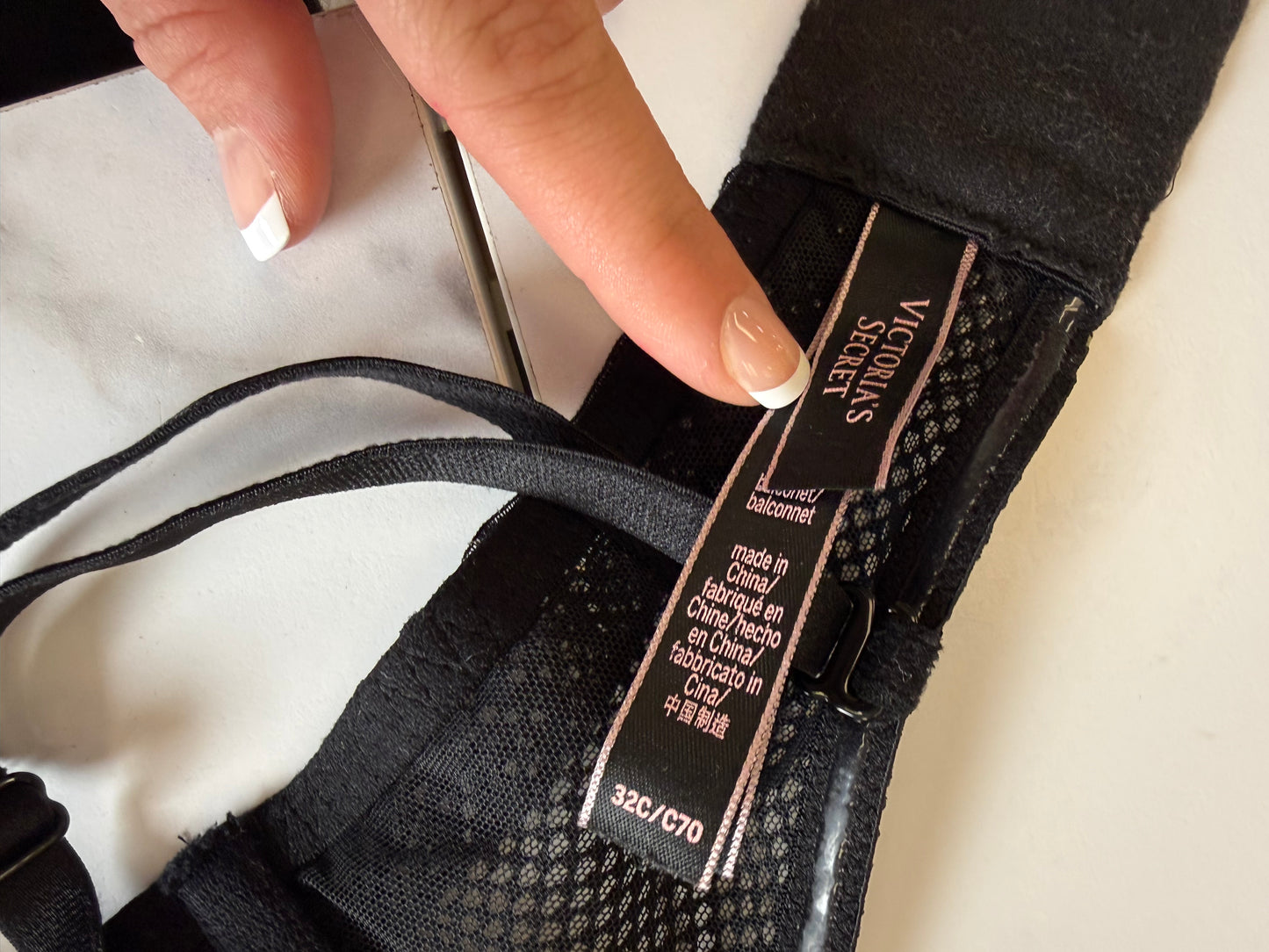 Victoria's Secret (32C) Black and Nude Mesh Very Sexy Balconet Bra