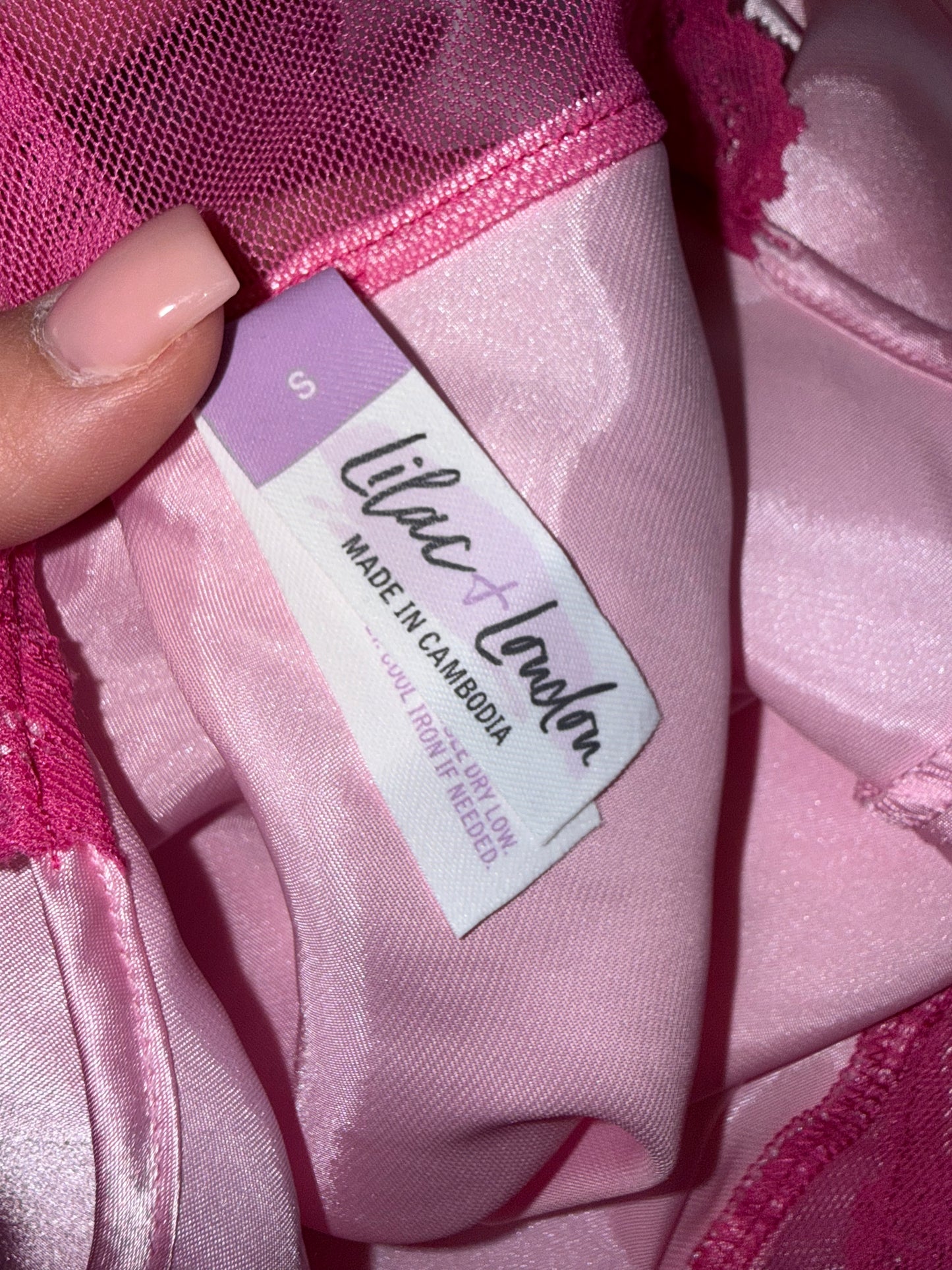 Lilac + London (Small) Pink Chemise Slip Dress