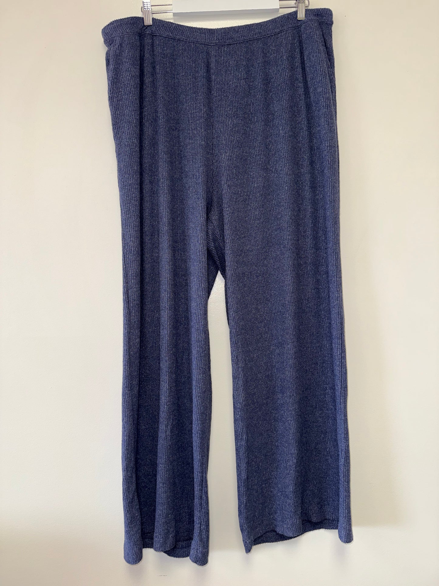 Aerie (XXL) Blue Soft Lounge Ribbed Wide Leg Pants with Pockets