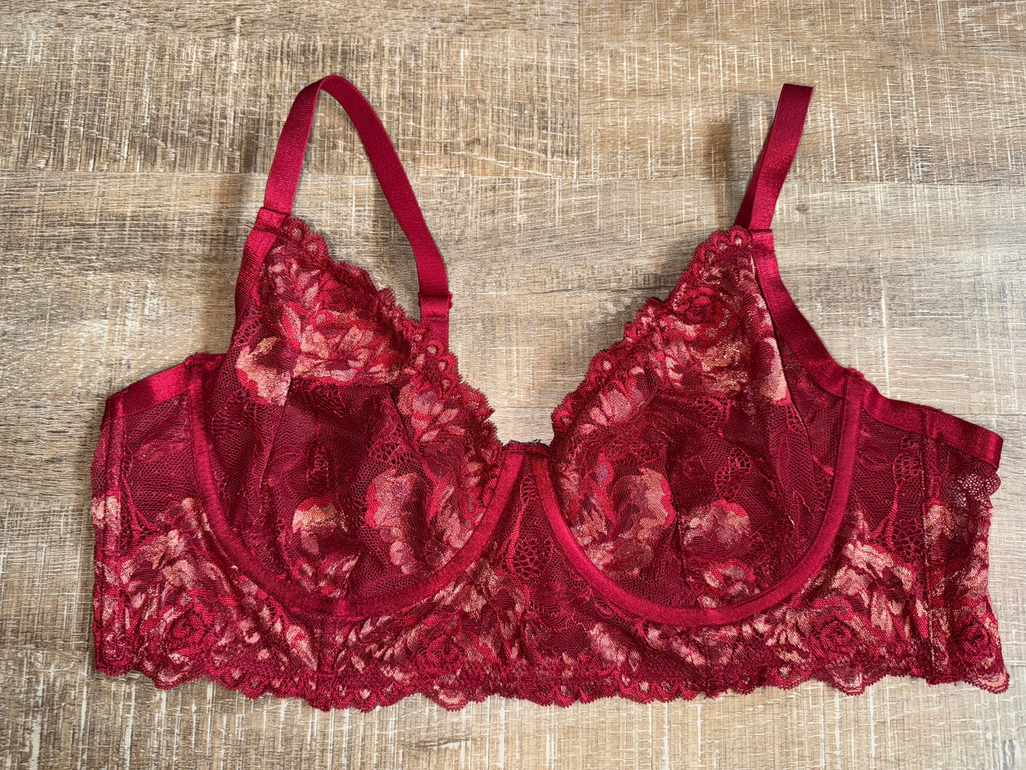 Torrid Curves (2) Maroon//Red Lace Corset Bralette