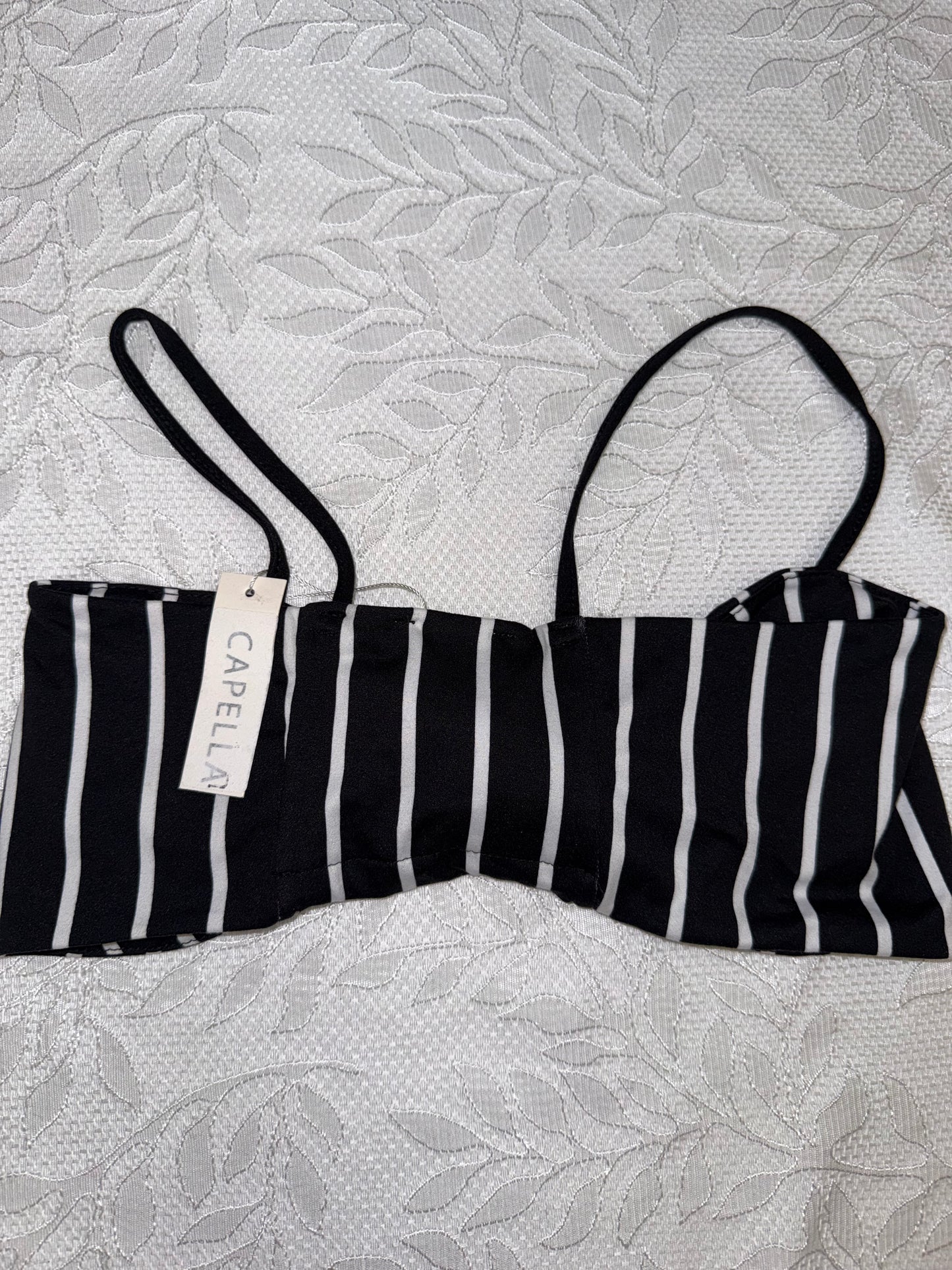 NWT Capella (Large) Brand New Black & White Striped Cropped Tank Top