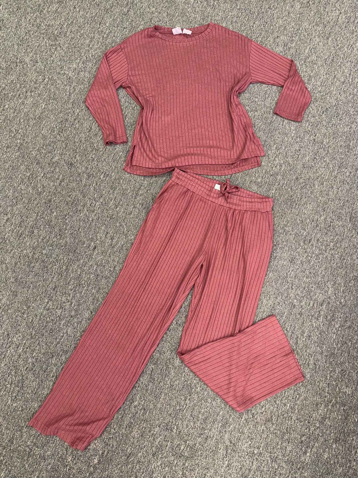 Serra (Medium) Coral Ribbed Loungewear Set