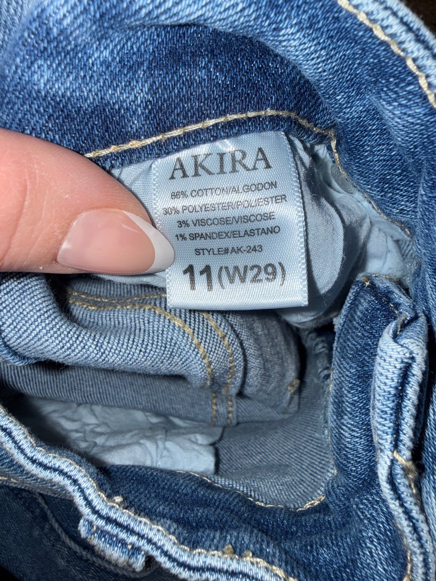 Akira (11) Distressed High Rise Denim Jeans with Jeweled Bottoms